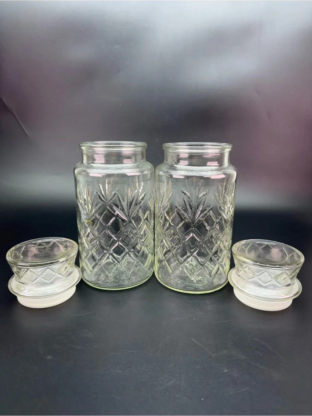 Vintage 1983 Planters Peanuts Embossed Lidded Canisters